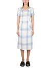 Aspesi Pleated Check Maxi Dress In Azure
