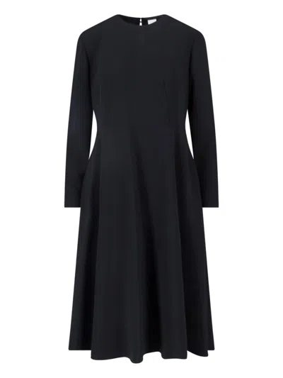 Aspesi Knee Length Dress Flared Skirt Pleated In Blue
