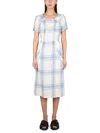 Aspesi Pleated Check Maxi Dress In Blue