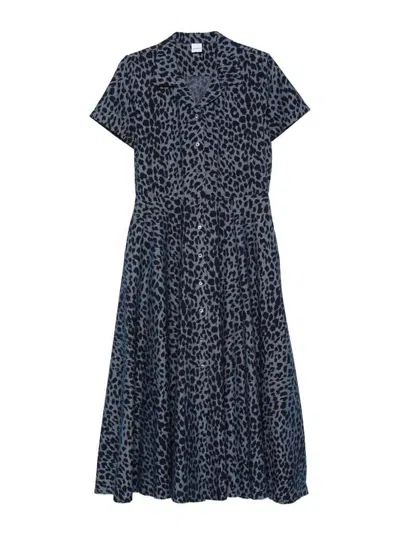 Aspesi Midi Dress In Cotton With Leopard Print In Multicolour
