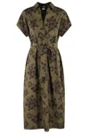 Aspesi Midi Dress With Floral Print And V-neckline