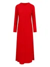 Aspesi Midi Dress With Round Neckline And Three-quarter Sleeves In Red