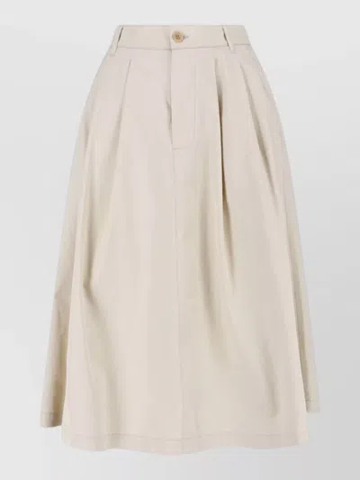 Aspesi Midi Skirt Knee Length Pleated Buttons Pocket In Neutral