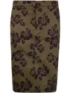 Aspesi Hibiscus Print Cotton Midi Skirt In Military Flower