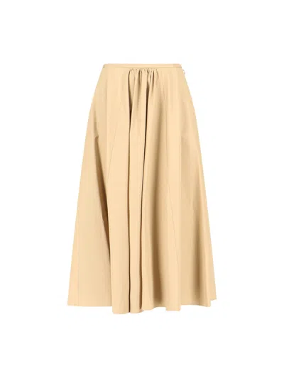 Aspesi High Waist Midi Skirt Pleated Design In Nude