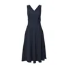 Aspesi Midnight Blue Cotton Pique Midi Dress In Blue