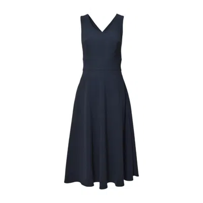 ASPESI MIDNIGHT BLUE CADY CREPE LONG DRESS