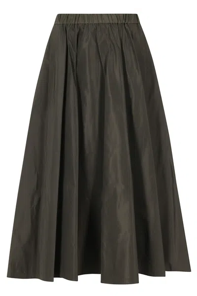 Aspesi Military Mia Gathered Elastic Waistband Flared Midi Skirt In Black