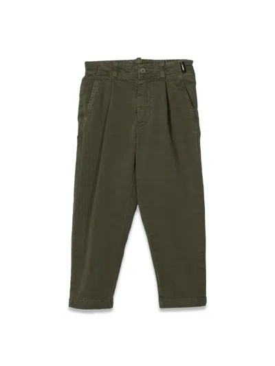 Aspesi Mini Cotton Blend Trousers For Boys In Green