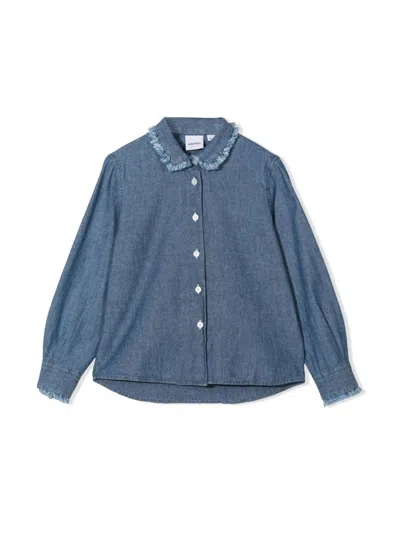 Aspesi Mini Girls' Classic Cotton Shirt In Denim
