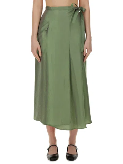 Aspesi Mini Skirt With Bow In Green
