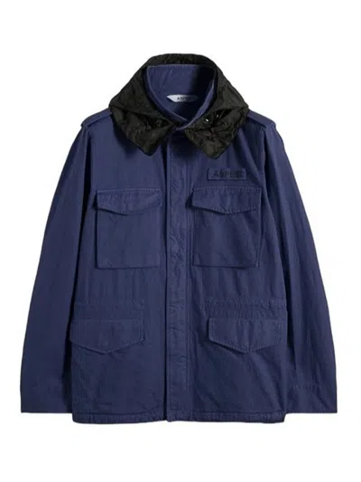 Aspesi Minifield Blue Cotton Jacket Tinted In Chief