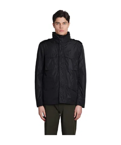 Aspesi Minifield Logo Patch Hooded Jacket In Black