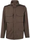 Aspesi Military-inspired Utility Jacket With Adjustable Hood In Brown