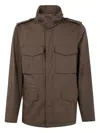 Aspesi Structured High Collar Brown Jacket With Multiple Pockets