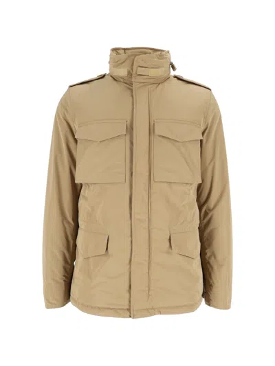 Aspesi Minifield Vento High Collar Lightweight Jacket In Brown