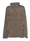 Aspesi Military-inspired Utility Jacket With Adjustable Hood In Brown
