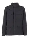 Aspesi Minimalist Black Casual Jacket With Stand Collar And Zipper Closure In Black