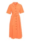 Aspesi Button-down Belted Dress In Orange