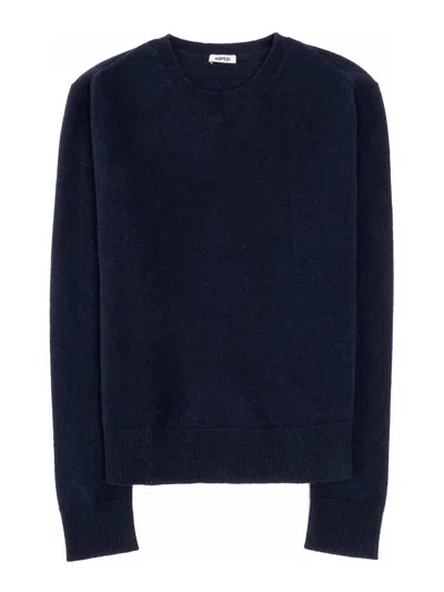 Aspesi Cashmere Crew-neck Sweater In Azul Oscuro