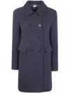 Aspesi Double-breasted Wool Coat In Blue