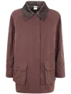 Aspesi Corduroy Collar Long Sleeve Coat In Brown