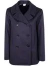 Aspesi Double-breasted Wool Coat In Blue