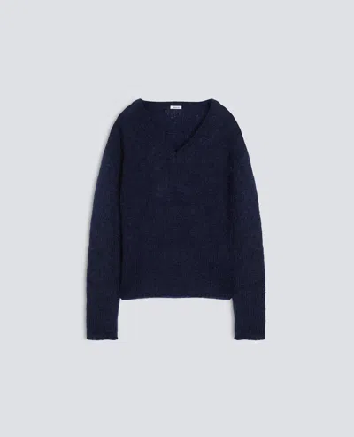 Aspesi Mohair And Wool V-neck Knit - Blue