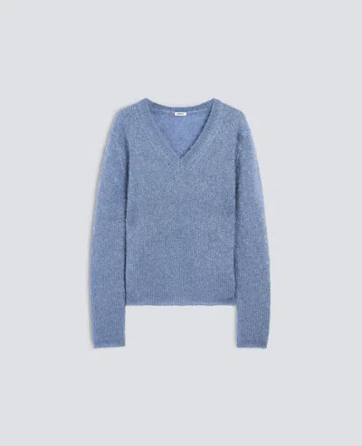 Aspesi Mohair And Wool V-neck Knit - Sky Blue