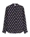 Aspesi Floral-print Viscose Crepe Blouse With Pleated Back In Black