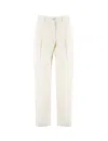 Aspesi Natural Cotton Poplin Trousers With Tailored Fit In Neutrals