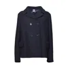 Aspesi Navy Blue Boxy Felted Wool Jacket In Black
