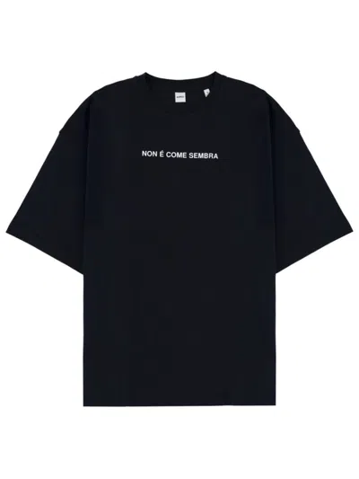 ASPESI WOMEN NAVY BLUE GRAPHIC CREW NECK T-SHIRT