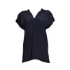 Aspesi Black Silk Crepe Top In Blue