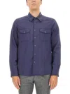 Aspesi Tailored White Shirt With Button-down Front And Pointed Collar In Navy Blue