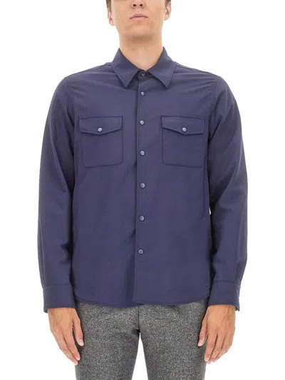 ASPESI MEN NAVY BLUE SOLID SHIRT