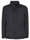 Aspesi Navy Waterproof Nylon Jacket With Concealed Hood In Black