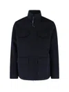 Aspesi Structured Front Zipper Jacket With Stand Collar In Blue