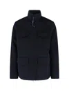 Aspesi Structured Front Zipper Jacket With Stand Collar In Blue