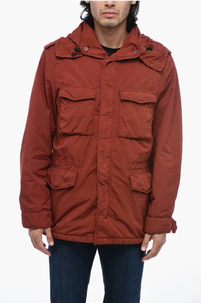 Aspesi New Camp Field Sahariana Jacket With Drawstring In Red