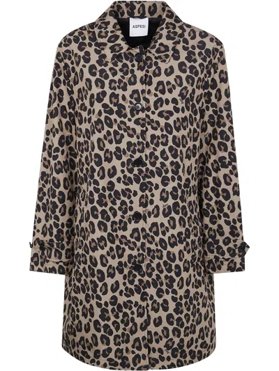 ASPESI LEOPARD-PRINT SINGLE-BREASTED COAT