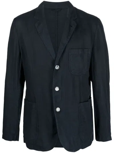Aspesi Notch Lapels Single-breasted Blazer In Blue