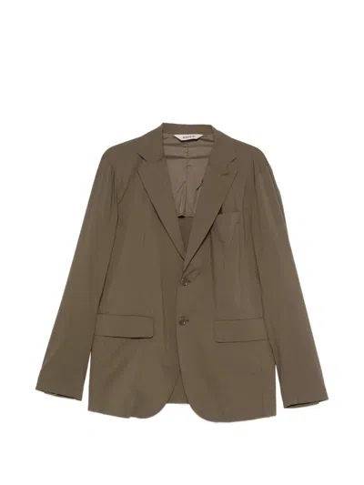 Aspesi Notched-lapel Single-breasted Blazer In Green