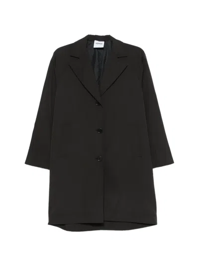 Aspesi Notch-lapel Button-fastening Coat In Black