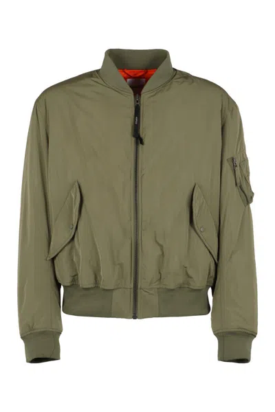 Aspesi Padded Nylon Bomber Jacket In Green