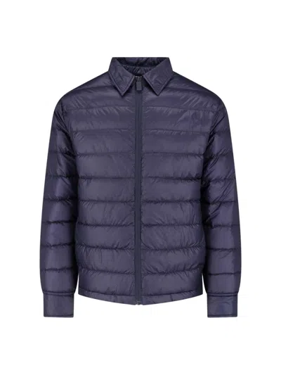 Aspesi Stand Collar Quilted Lightweight Casual Coat In Blue