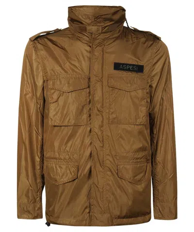 Aspesi Multi-pocket Field Jacket In Brown