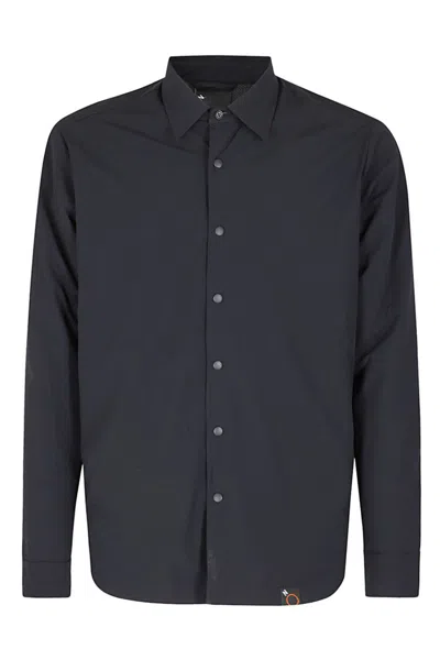 Aspesi Nylon Shirt With Classic Collar And Functional Pockets In Navy