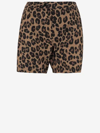 Aspesi Nylon Short Pants With Leo Pattern In Spotted