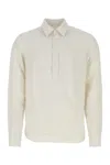 Aspesi Linen Shirt With Pointed Collar And Rounded Hemline In Off White